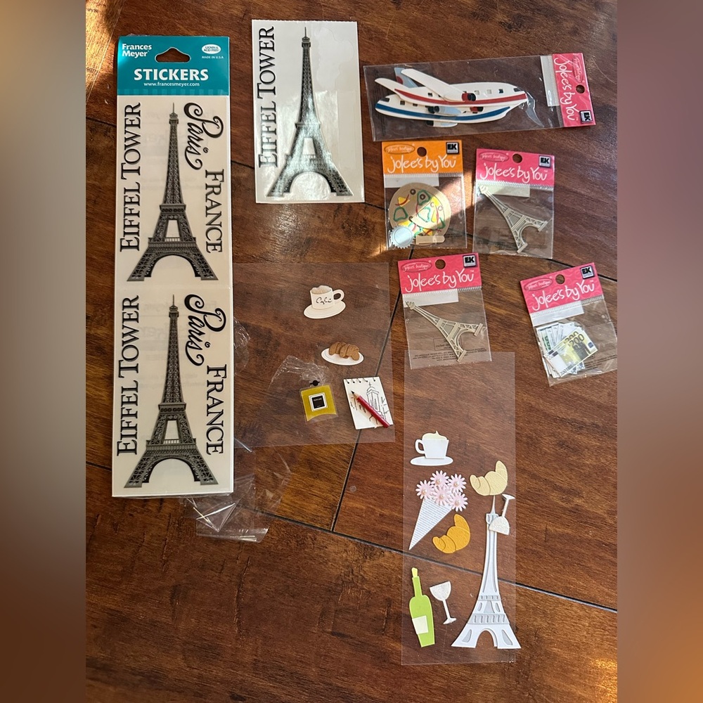 Paris Themed Scrapbook Sticker Set
